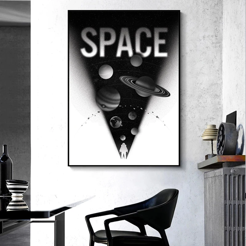 Black and White Space Poster Wormhole Quasar Sagittarius Black Hole Wall Art Print Picture Canvas Painting for Room Home Decor