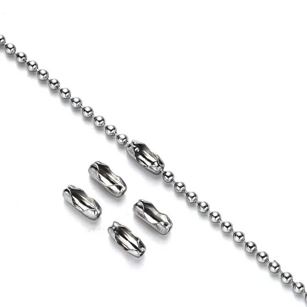 Ball Bead Stainless Steel Chain Necklace Bulk With Matching Connectors Clasps for Jewelry Making Necklace Hanging DIY Crafts