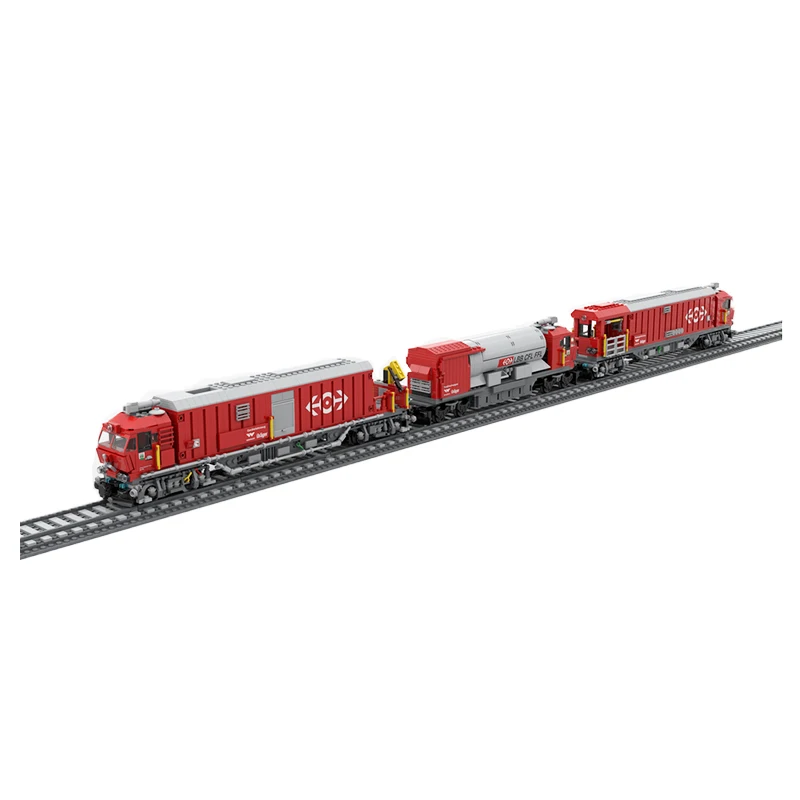 MOC Swiss Fire Brigade Rescue Train Building Blocks Emergency Firefighter Locomotive Bricks DIY Railway Assembly Toy Adult Gift