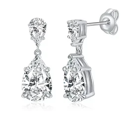 M-JAJA Real Moissanite Earrings 925 Sterling Silver VVS1 3EX Drop Earrings Lab Diamonds Pear Cut Bridal Jewelry Anniversary Gift