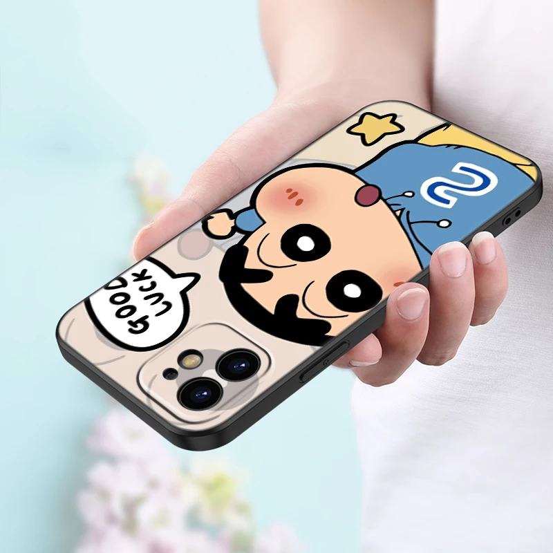 Cute C-Crayon S-Shinchan Black Phone Case For Xiaomi Redmi Note 13 Pro 12 11E Pro Plus 11S 11T 10 Pro 10T 5G 10S Cartoon Cover