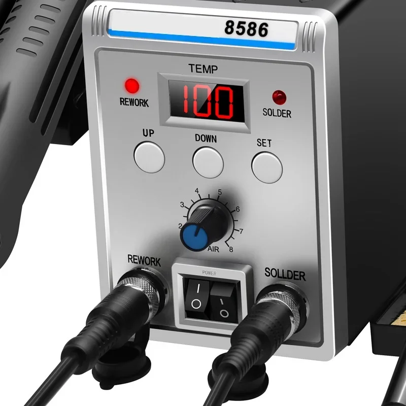 

For 8586 Hot Air Gun Soldering Station 2 In 1 Digital Display Adjustable Temperature Iron Soldering Station
