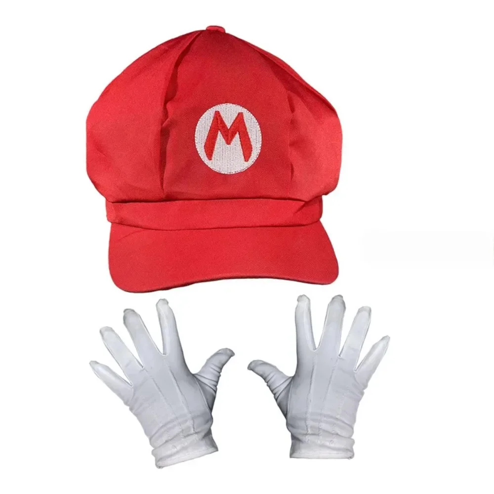 سوبر براذرز قبعة لويجي الكبار قبعة زي تأثيري البيسبول أنيمي للجنسين دور اللعب الأشرطة قفازات اللحية الدعائم الطرف هالوين