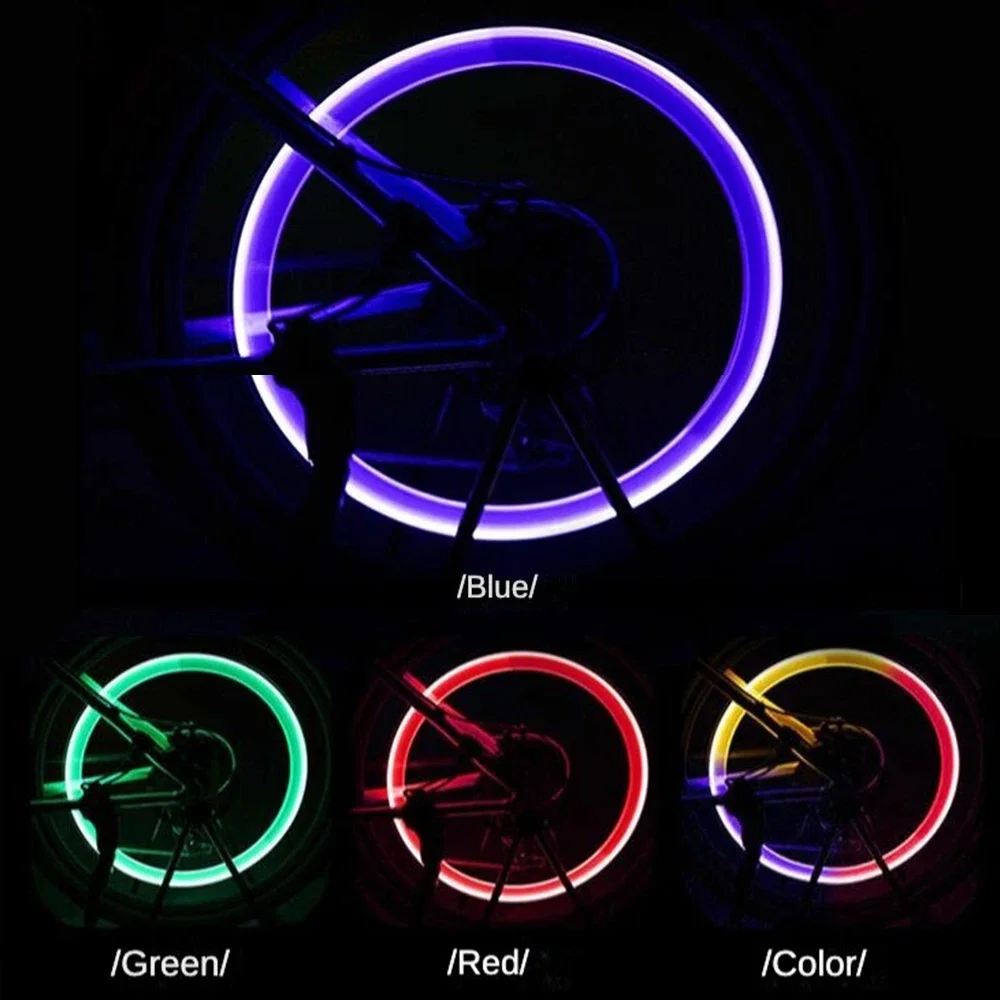 Led Lights Vehicles Hub Tire Colorful Valve Nozzle Durable Car Bicycle Motorcycl Night Wind Fire Flash Modification Accessories