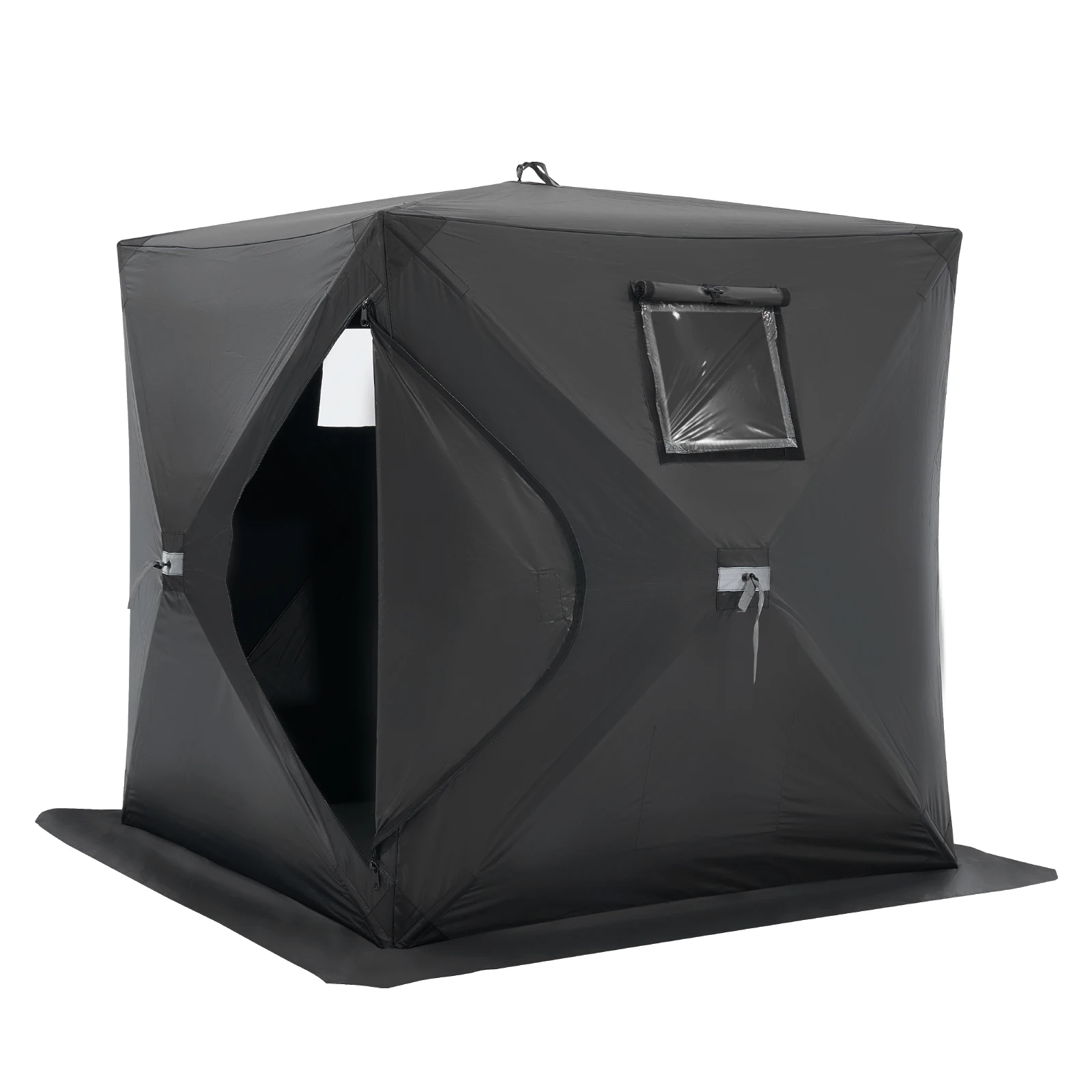 VEVOR Tragbares Eisangelzelt, Pop-Up-Zelt zum Eisfischen für 1–2 Personen, Angelzelt 300D-Oxford-Gewebe, Anglerschirm zum Winterfischen, Zelt mit Ankern/Seil/Tragetasche, 1,5x1,5x1,65m, Schwarz