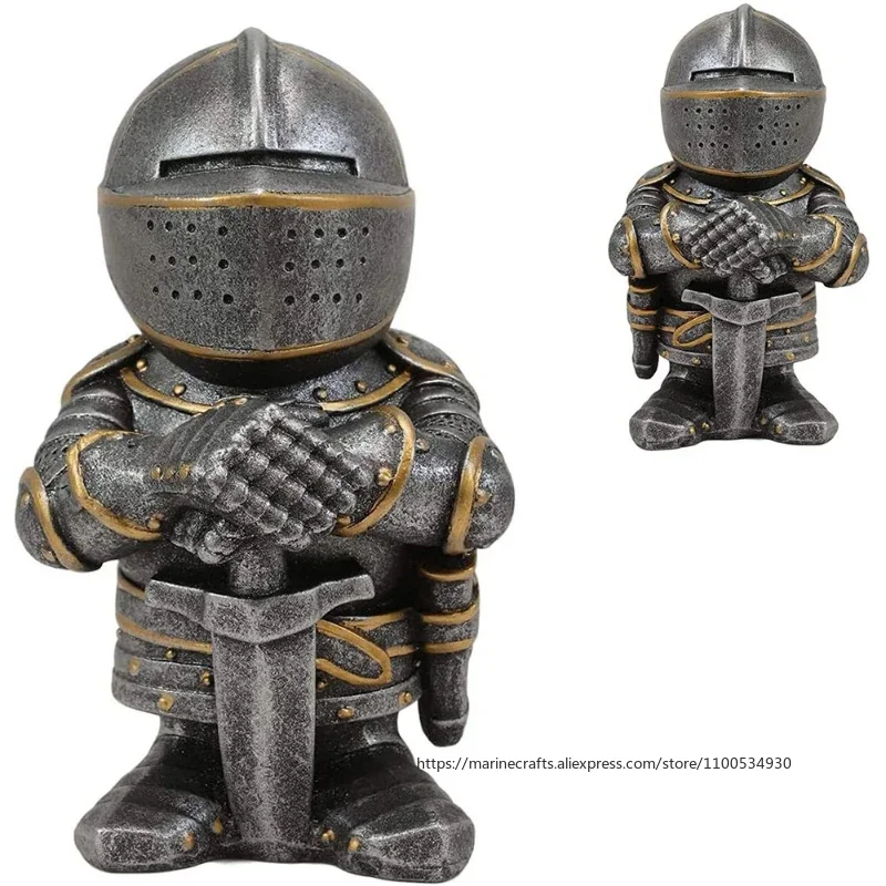 European Guardian Statue Resin Crafts - New Armor Knight Gnome Sculpture Figurines & Miniatures for Garden Decor