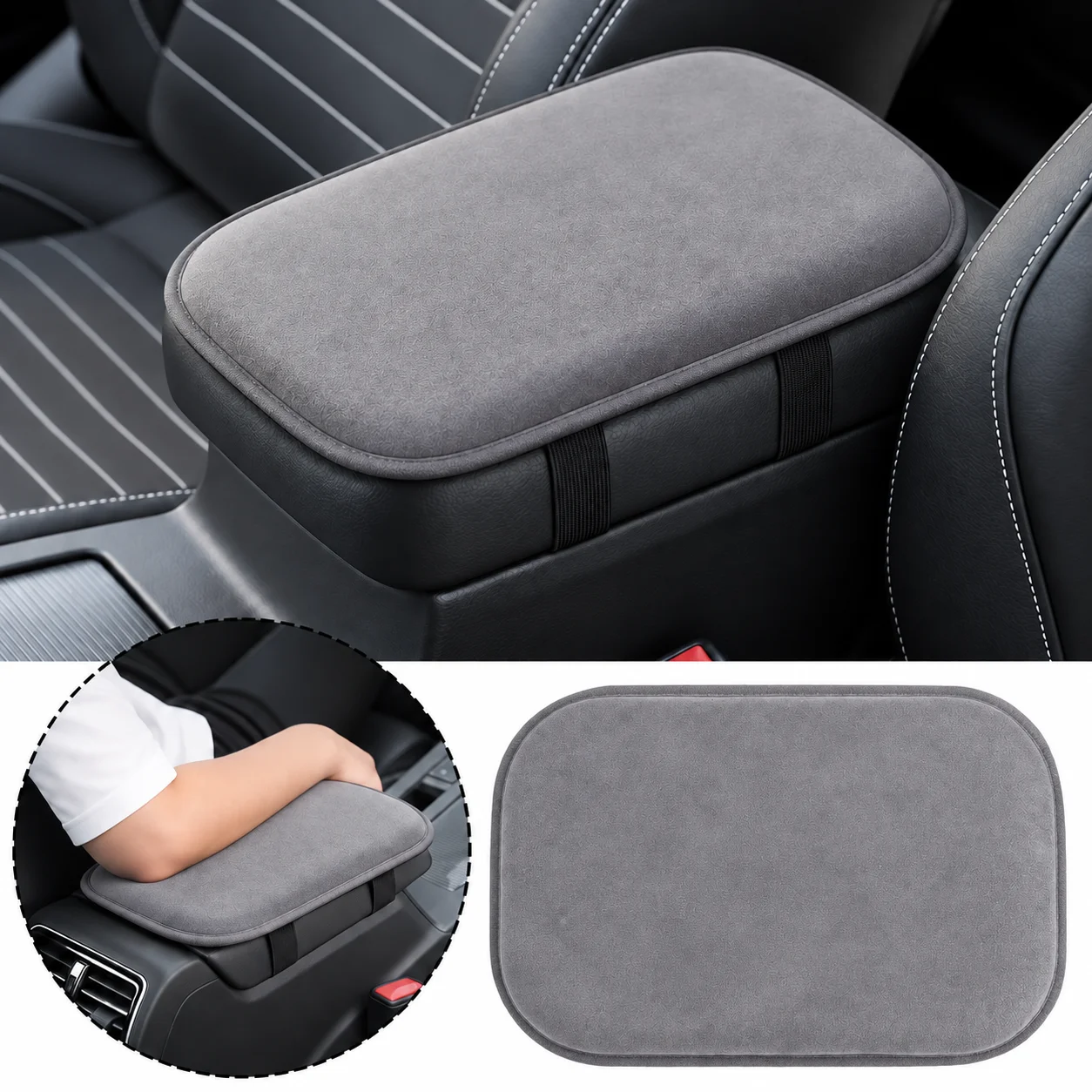 Car Center Console Armrest Cushion Booster Pad Universal Plush Armrest Box Heightening Cover Anti Scratch Protection Accessory