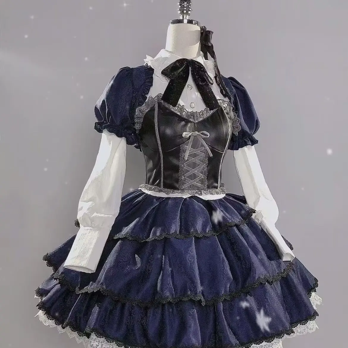 cosplay animation dress dark pattern middle two fashion love cos clothing gothic dress bird tour six flowers