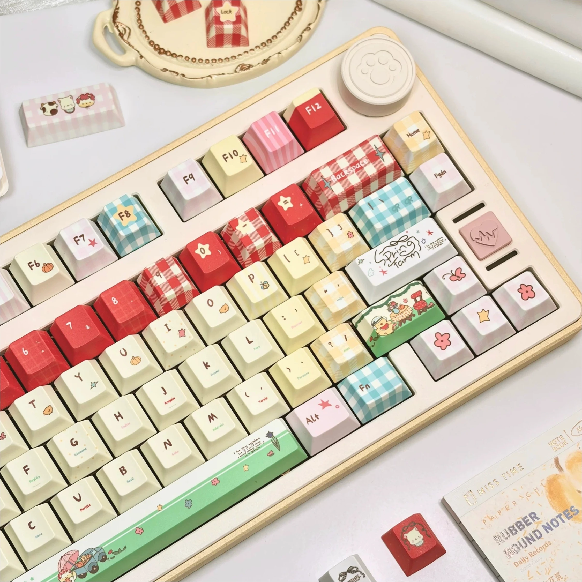 MAIMOOO Retro Fairy Tale Style Cute Keycaps Cherry Profile Farm Theme PBT Thermal Sublimation Custom Mechanical Keyboard Keycap