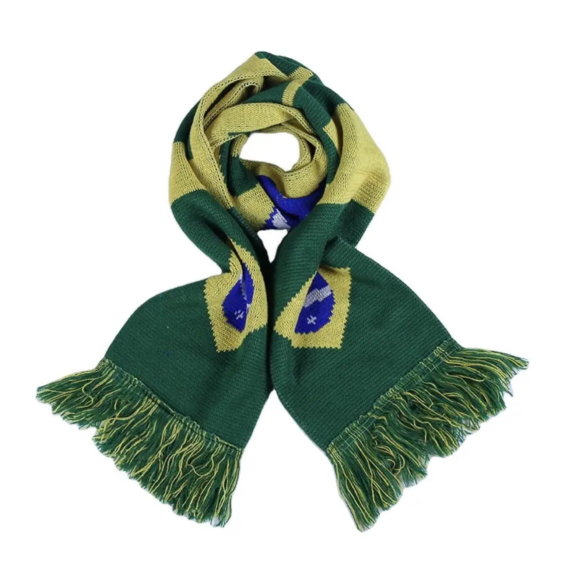 Free Sample Custom Logo acrylic Flat Knitting Machine Printing Jacquard Football Soccer Fan Scarf