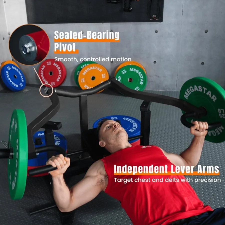 آلة ضغط الصدر للمنزل وصالة الألعاب الرياضية ومسند ظهر قابل للتعديل وأوتاد مزدوجة النطاق لضغط مقاعد البدلاء المسطحة والميل وحركة الذراع المتقاربة