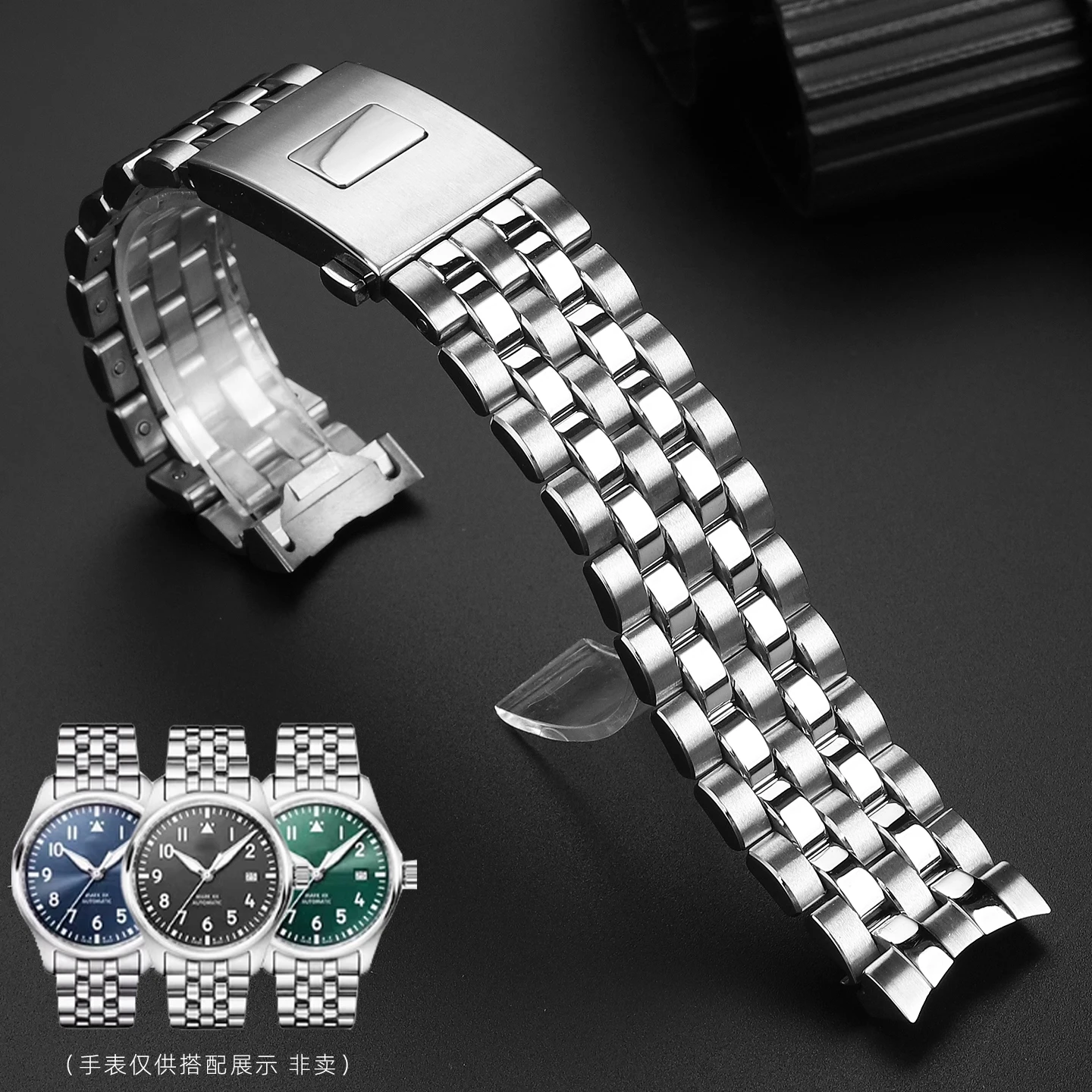 Classic Business Steel Watch Band 20mm For IWC Pilot Mark XVIII XX IW328204 20mm Daily Wear Replacement Strap
