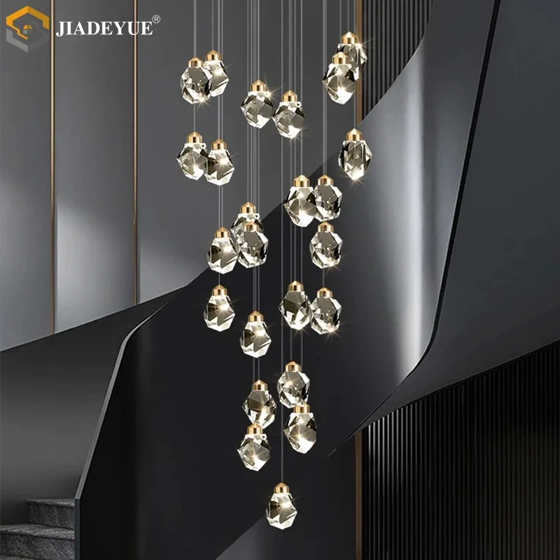 

Скандинавская хрустальная люстра, светодиодная вилла, квартира, лестница, спиральная люстра, гостиная, столовая, спальня, декоративный светильник