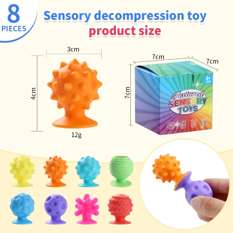 Giocattoli sensoriali Fidget con ventose strutturate per autismo Sollievo dall'ansia Agitarsi Giocattoli antistress Apprendimento precoce Montessori Giocattoli per bambini