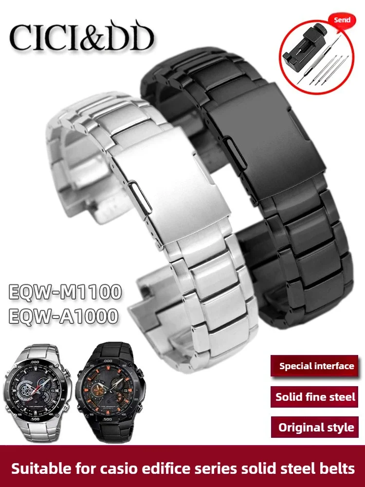 Compatible with EDIFICE series EQW-M1100 EQW-A1000 stainless steel watch strap accessories