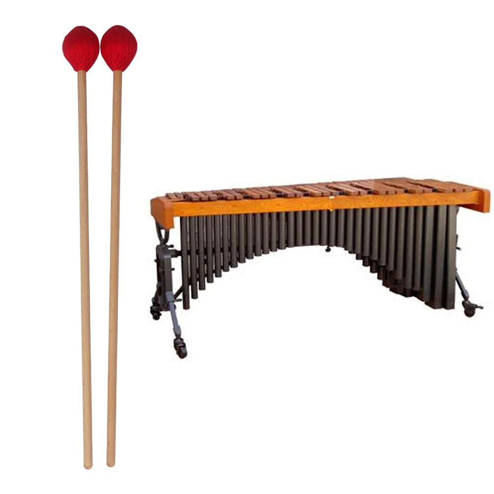 

1 Pair Marimba Drumsticks Rubber Mallet Percussion Wooden Handle Sturdy Durable Long Professional Practice Tools For