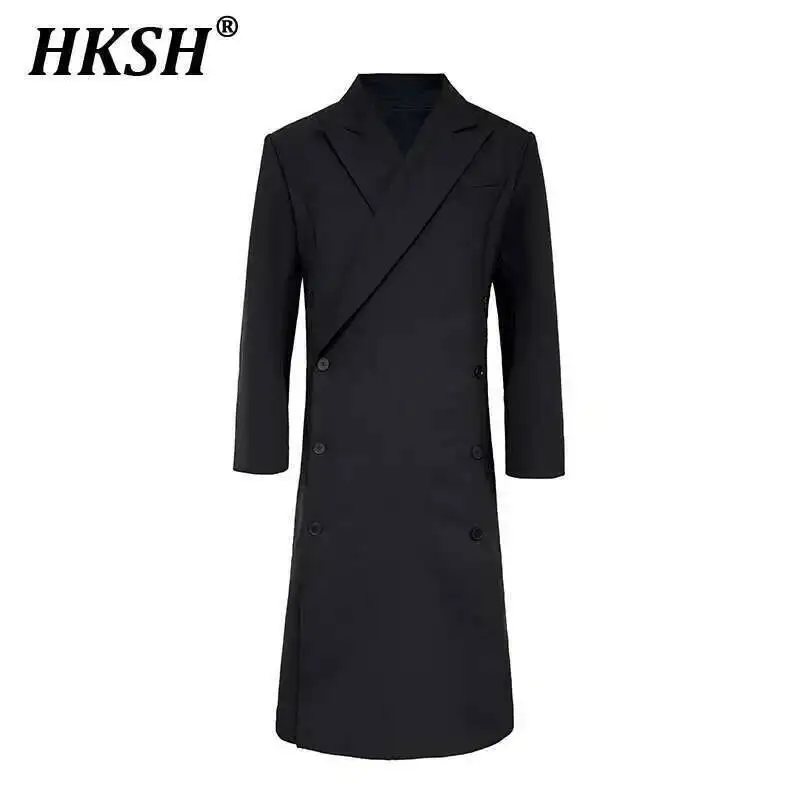 

HKSH 2024, весна-осень-зима, новые мужские элегантные плащи, двубортный пиджак с подплечниками, шикарная ветровка HK3219