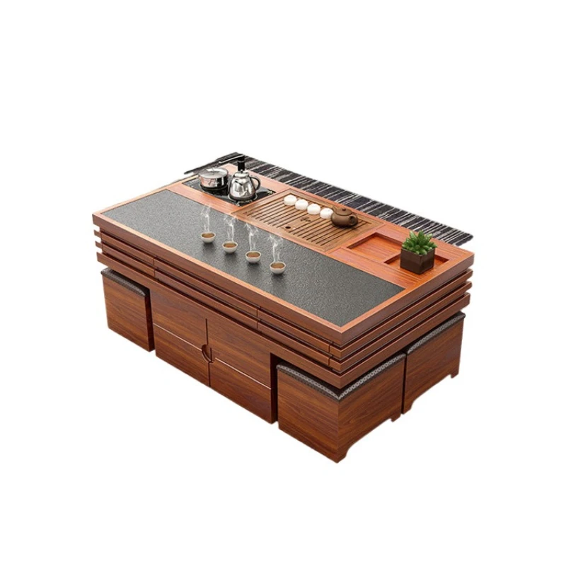 

Modern simple small apartment Kung Fu coffee table integrated solid wood living room multi-functional office tea table