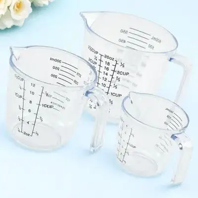 

3Pcs Transparent Measuring Cups with Scale PP Material for Precise Liquid Measurement in Kitchen Measuring Cups