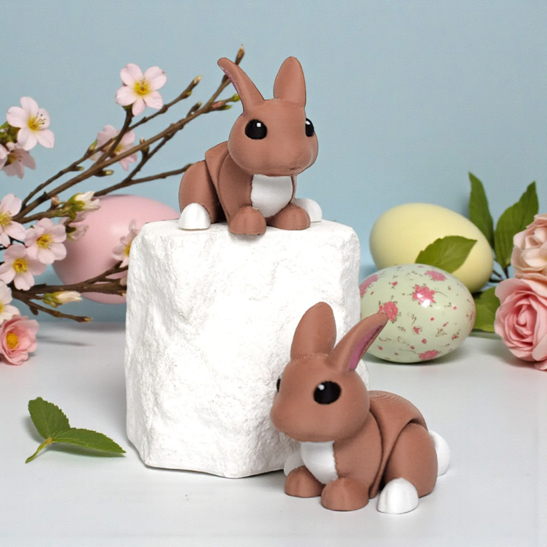 

Mini Cute Brown Baby Rabbit 3D Printed Toys Office Home Decor Ornaments Joints Movable Realistic Rabbit Toy Statue Creative Gift