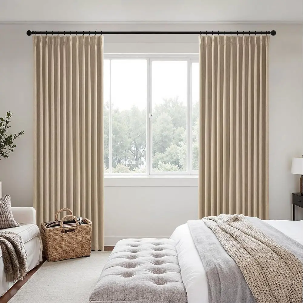 63 ستائر من الكتان المعتم، مطويات باللون الرمادي الداكن، سواد الغرفة بنسبة 100%، قماش الذاكرة، مجموعة من لوحتين لغرفة النوم وغرفة المعيشة