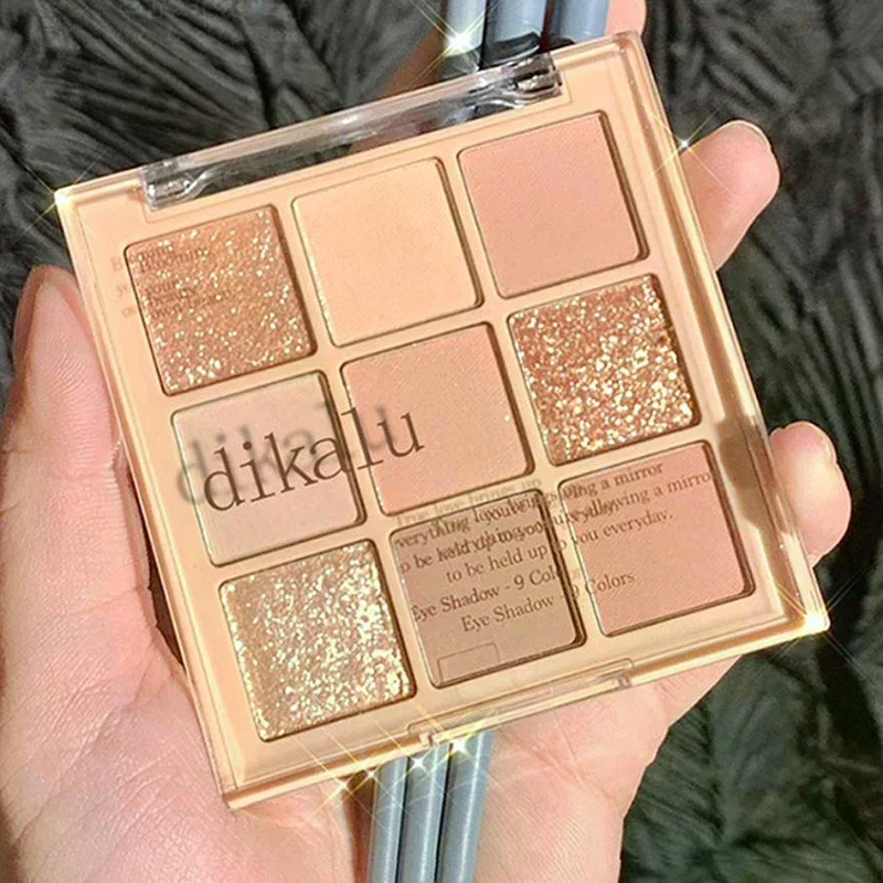 DIKALU 9 Colors Glitter Eyeshadow Palette Korean Makeup Cosmetic Professional Eye Shadows Palette Neon Glitter Eyeshadow Palette