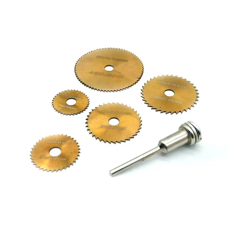 Krachtige 6Pcs Hss Mini lame per seghe circolari lame in titanio disco da taglio Dremel accessori per il taglio dell'alluminio del legno