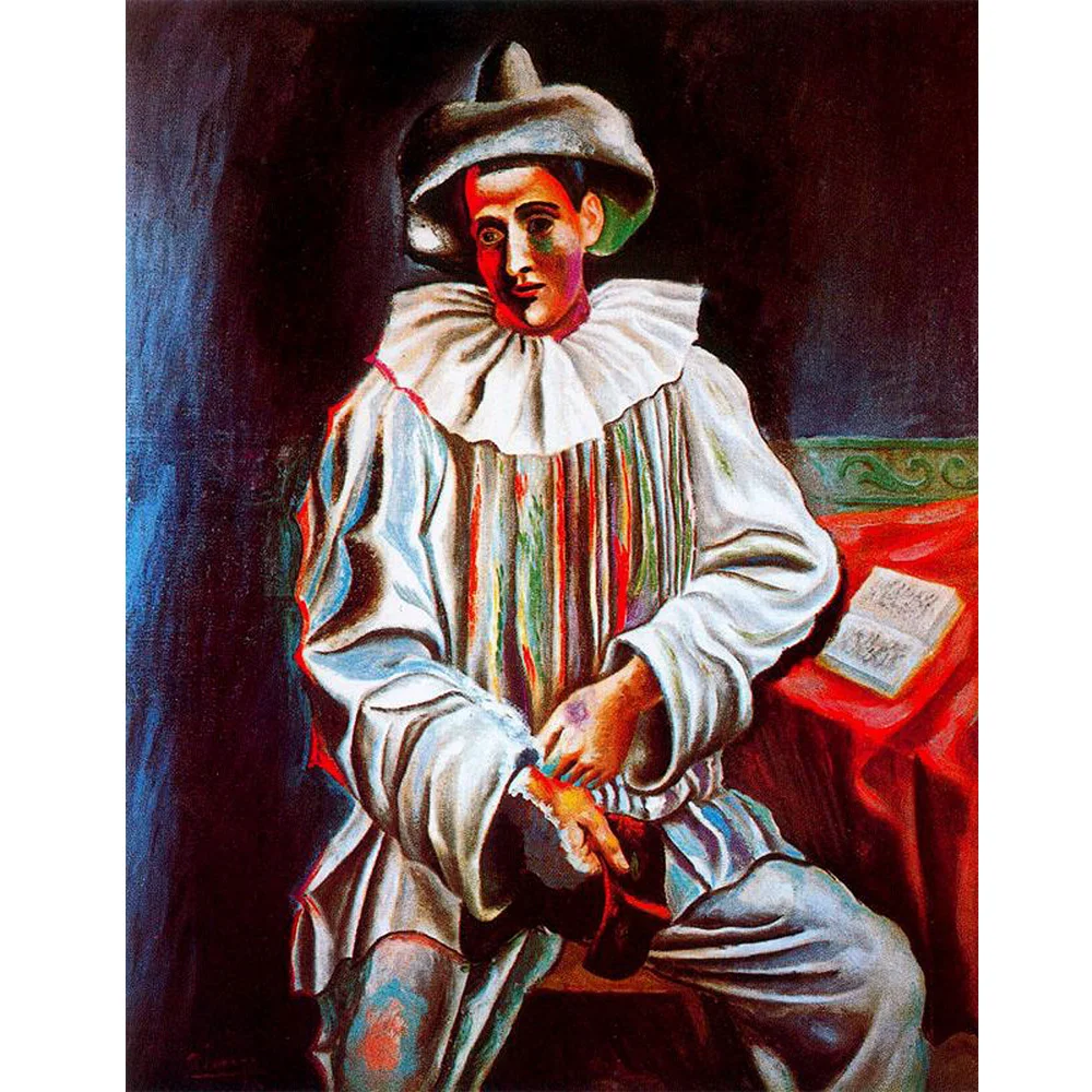 100% Handmade Oil Painting Reproduction on Linen Canvas,Pierrot with a Mask 1918 by Pable Picasso,Museum Quality