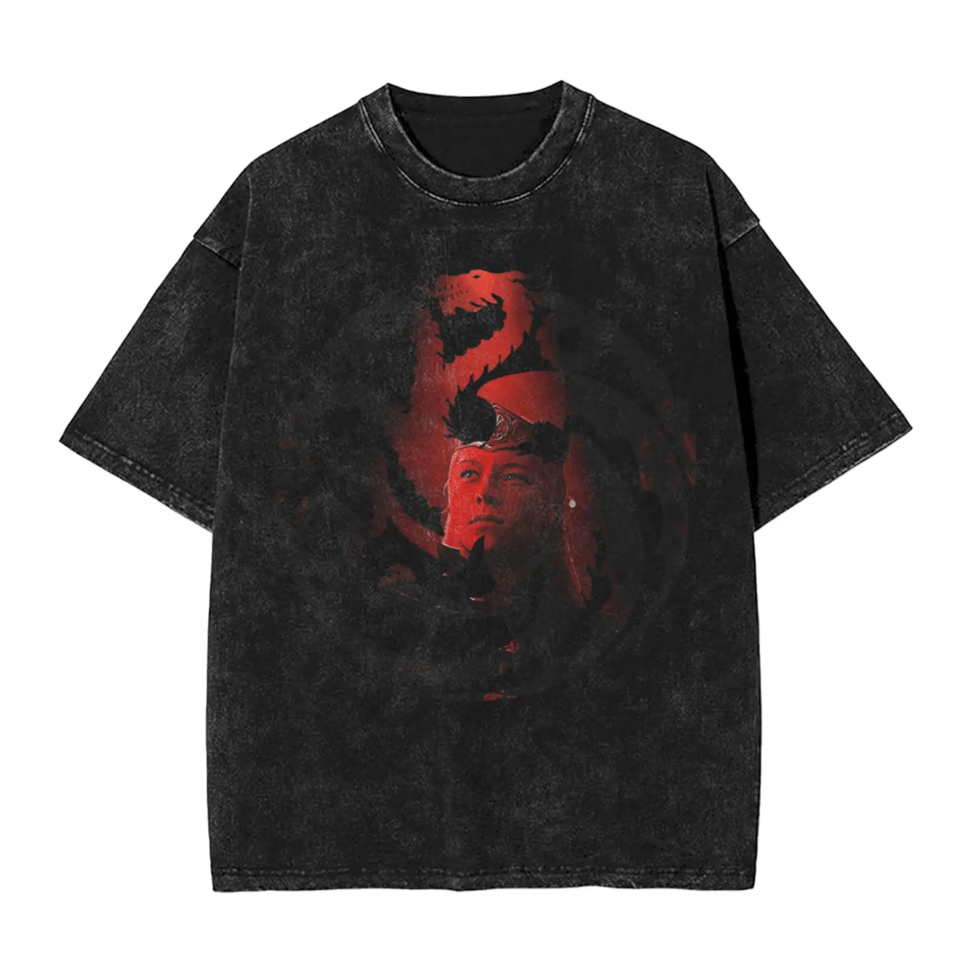 Rhaenyra Targaryen Houses of The Dragons T Shirts Hip Hop Washed Cotton Harajuku T-Shirt Vintage Men  Tops Streetwear Tee Shirt