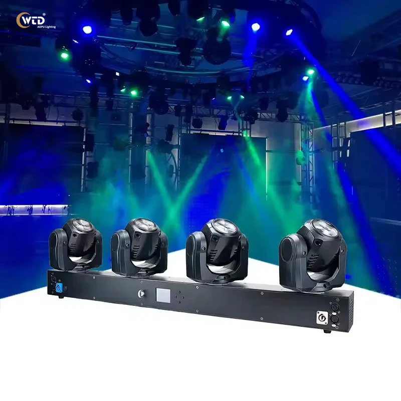 

AOPU 4*32W RGBW 4In1 LED Mini Beam Moving Head Light DJ Disco Bar Lighting Effect Music Control Master/Slave/DMX512 Operation