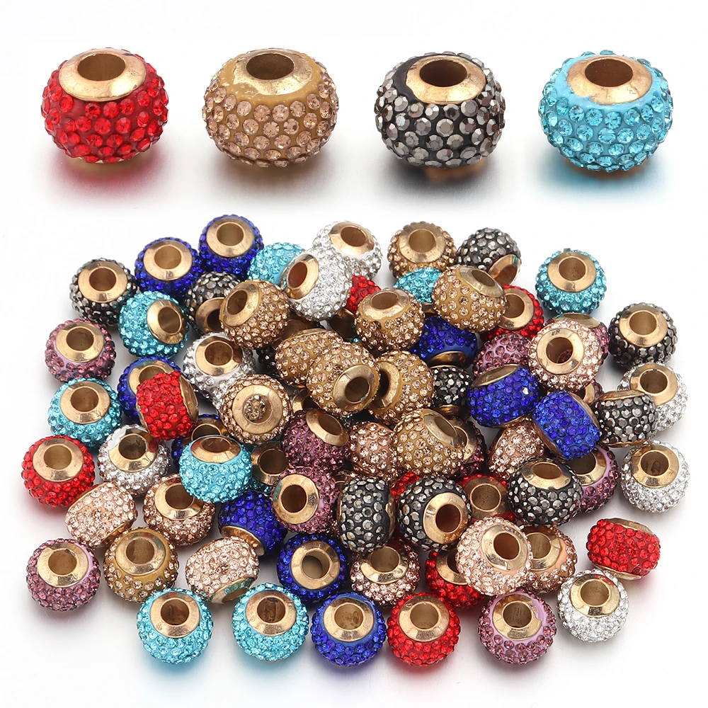 10 Stück/Set 14mm Bunte Shambhala Strass-Perlen mit Großem Loch als Abstandhalter für Schmuckherstellung DIY Armband Lose Perlen Zubehör – Detail 8