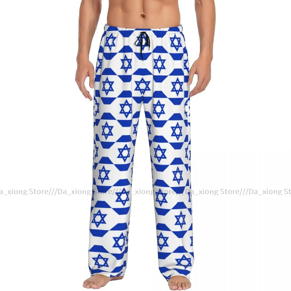 Men's Casual Pajama Sleeping Pants Israel Flag Seamless Background Lounge Loose Trousers Comfortable Nightwear