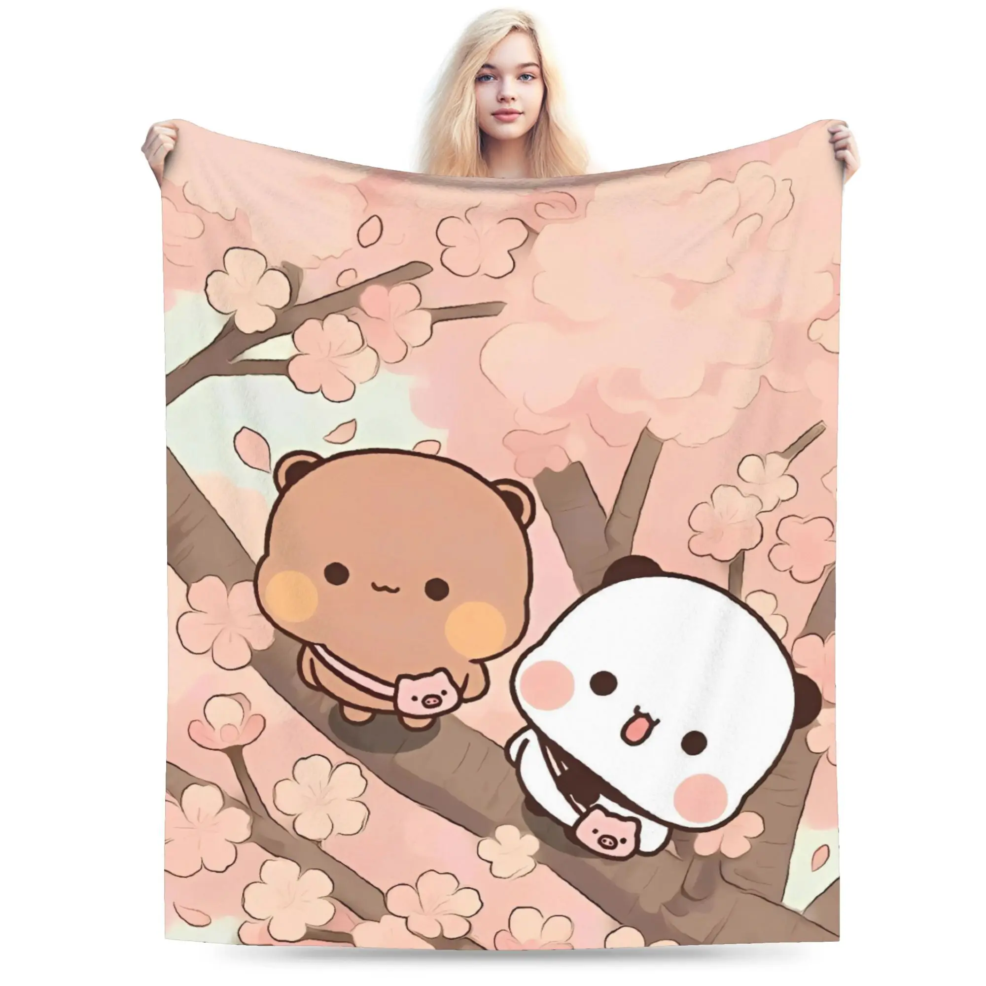 Bubu And Dudu Panda  Flannel Blanket Winter  Soft Throw Blanket for Children Couch Chair Novelty Bedspread Sofa Bed Cover