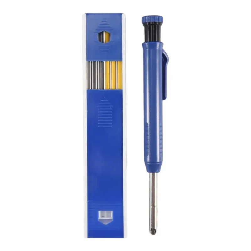 A27F-Long Nosed Streak Welders Pencil With 7PCS 2.8Mm Refills Built-In Sharpener,For Pipe Fitter Welder Steel Construction