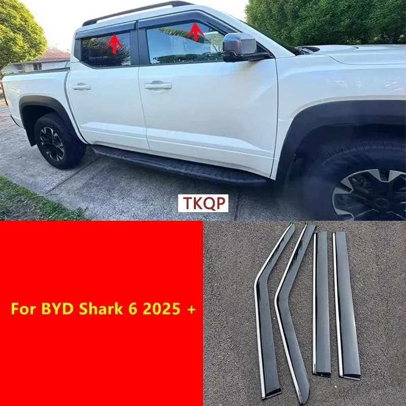 Car Styling Window Deflector Visor Protector Decoration Accessories For BYD Shark 6 2025 + Weather Shield Sun Rain Shelter Cover
