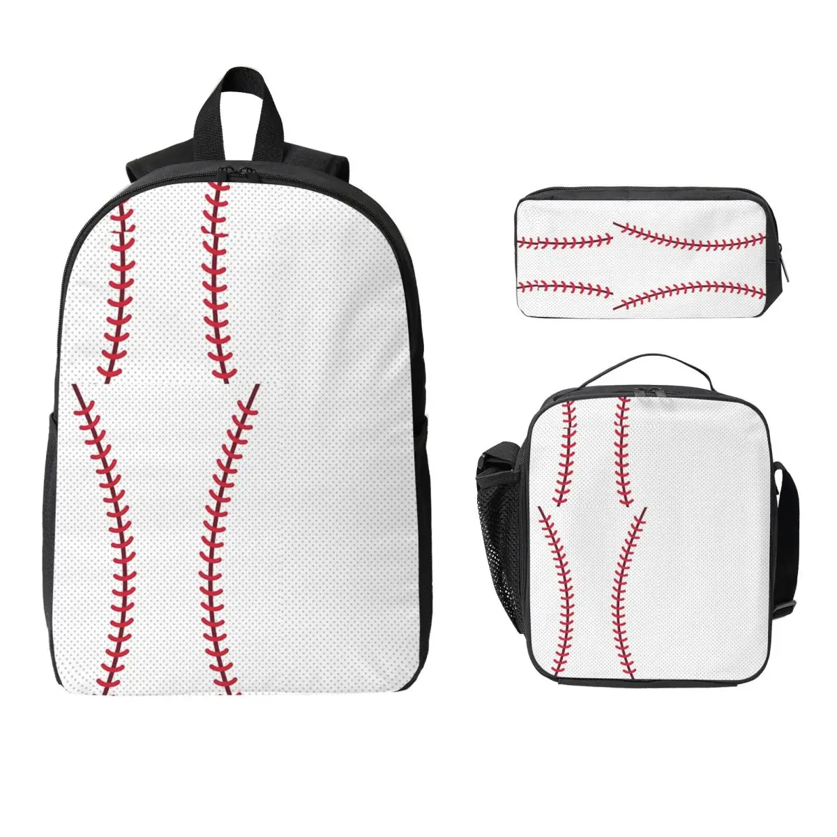 Baseball Backpack Student Boys Girls BookBag School Bag Computer Shoulder Bags 3ps Insulated Lunch Bag Pencil Case