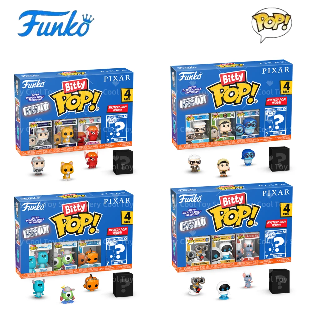 Funko Disney Pixar Mini figura caja ciega Bitty Pop Pixar 4Pack serie Monsters Inc walle Finding Nemo edición limitada juguete para regalo