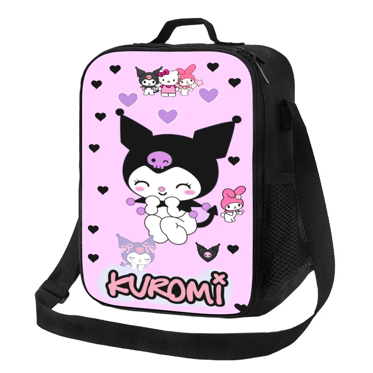 

Custom Kuromi Cartoon Insulated Lunch Bags for Women Resuable Thermal Cooler Food Lunch Box Outdoor Camping Travel