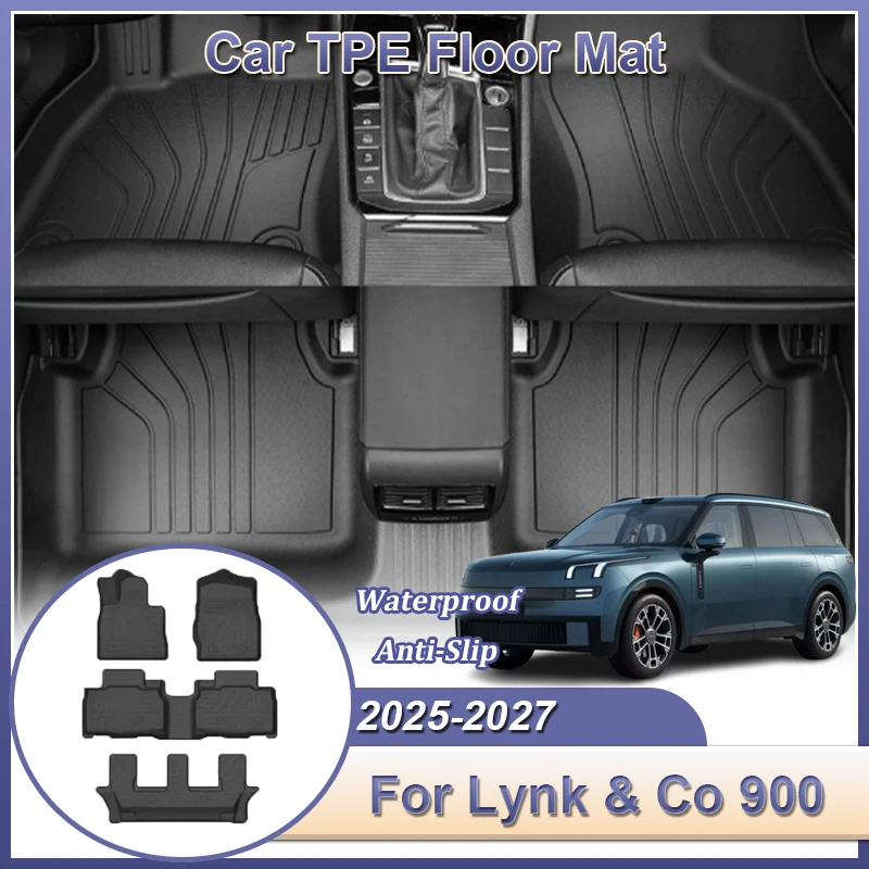 

For Lynk Co 900 2025 2026 2027 6 Seats TPE Floor Mats All-Weather TPE Foot Odorless Auto Tray Waterproof Interior Accessories