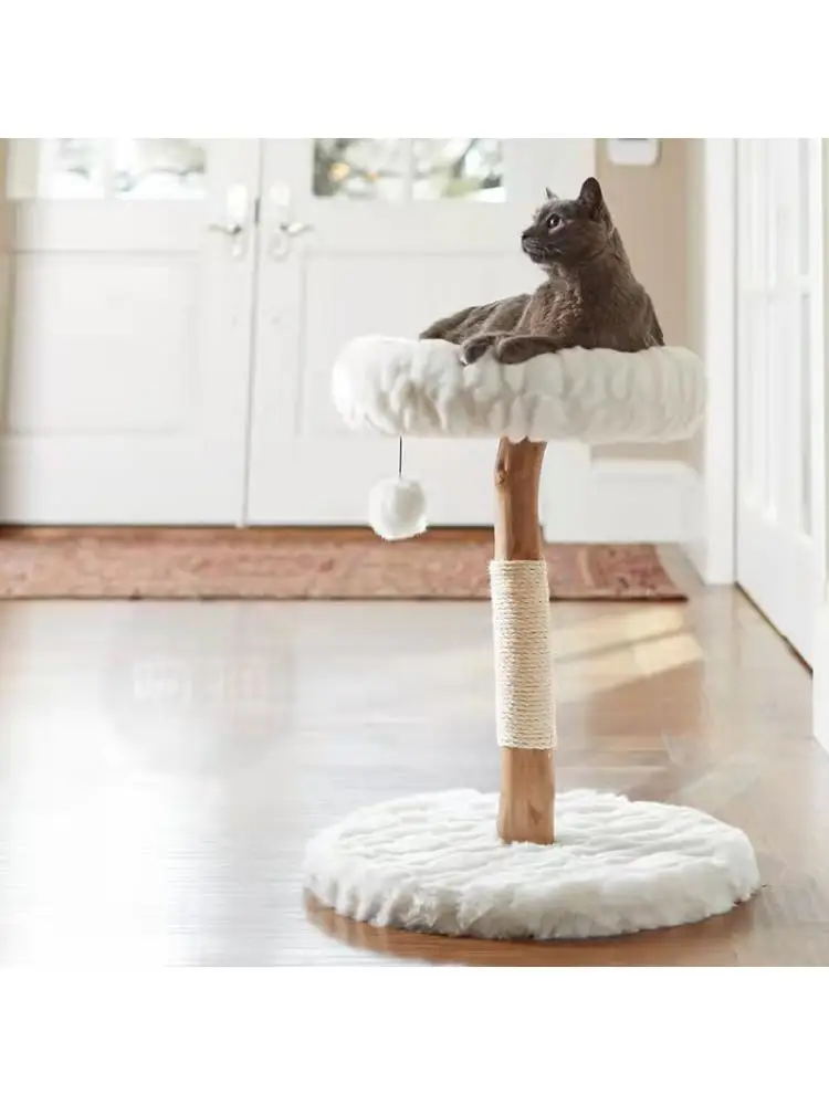 

Solid Wood Cat Climbing Frame, Bed and Scratching Post, Cat Scratch Board, Sisal Cat Shelf