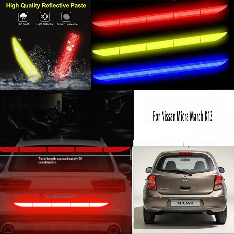 

For Nissan Micra March K13 1pcs Reflective Warning Safety Tape-Car Trunk Anti-Collision
