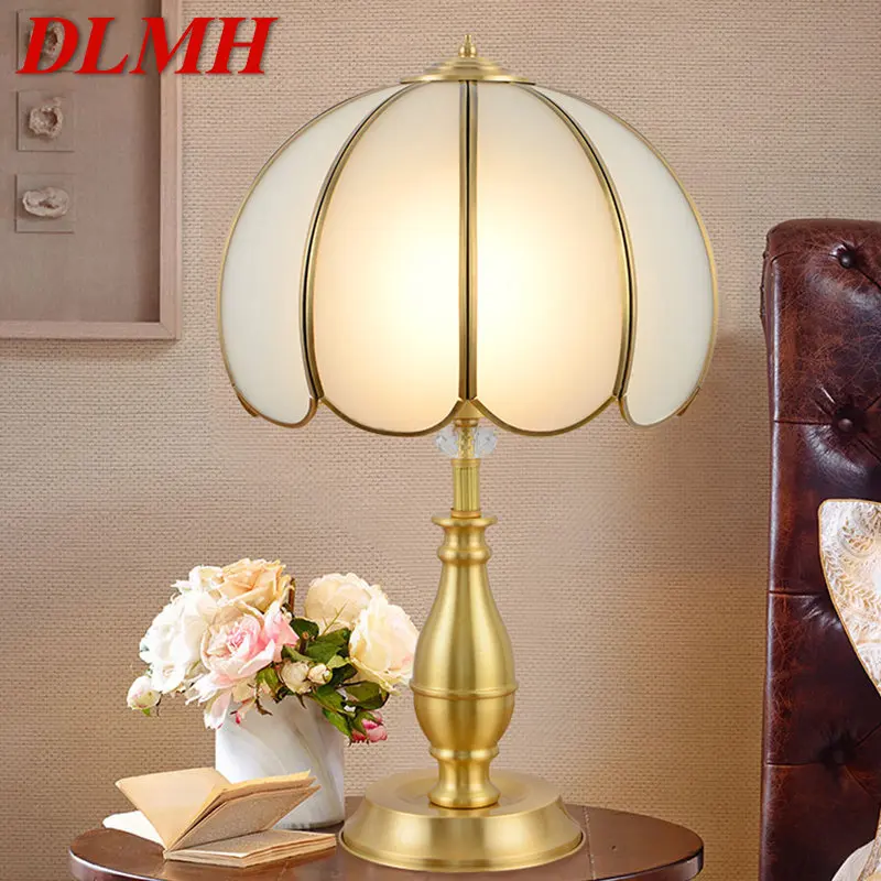 

DLMHContemporary Copper Table Lamp Golden LED Brass Desk Light Creative Decor For Home Bedroom