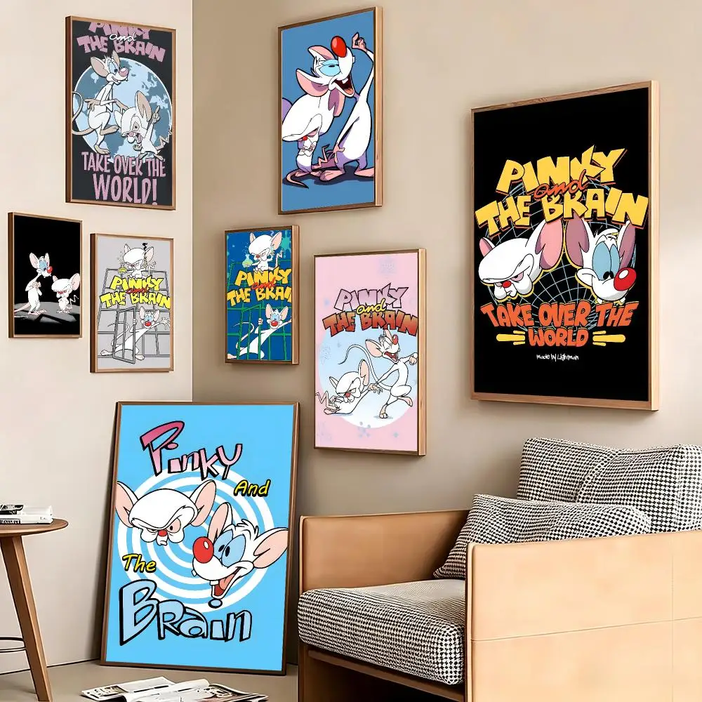 Classic Cartoon P-Pinky and the Brain Poster Pegatina artistica HD autoadhesiva impermeable para salon dormitorio