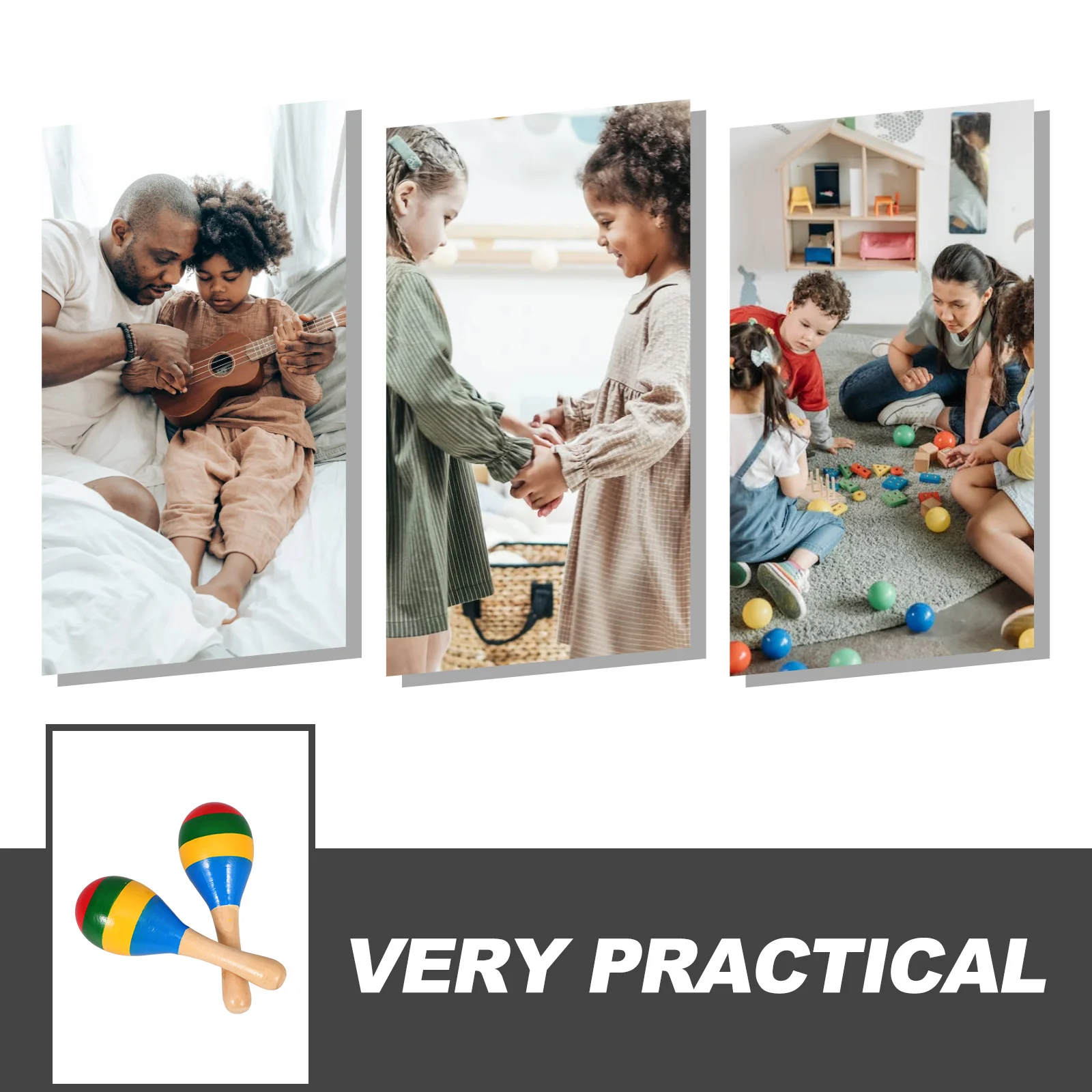 

2Pcs Wooden Shaker Maracas Children Percussion Instruments Natural Wood Design for Imaginative Play Learning Gift