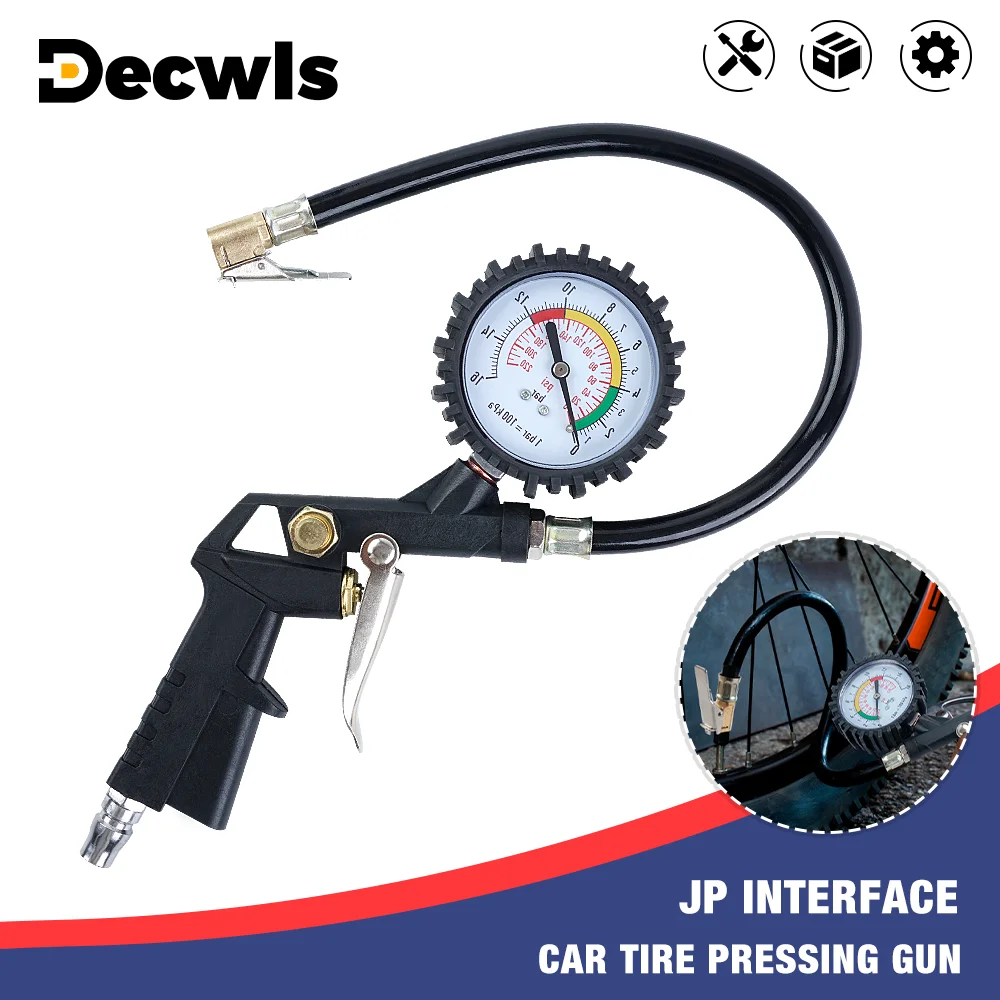 3-in-1 Car Tire Pressure Gauge, 0-16 Bar/0-220 Psi, Can Inflate/Deflate/Measure Air Pressure, Home Pneumatic Tools, JP Interface