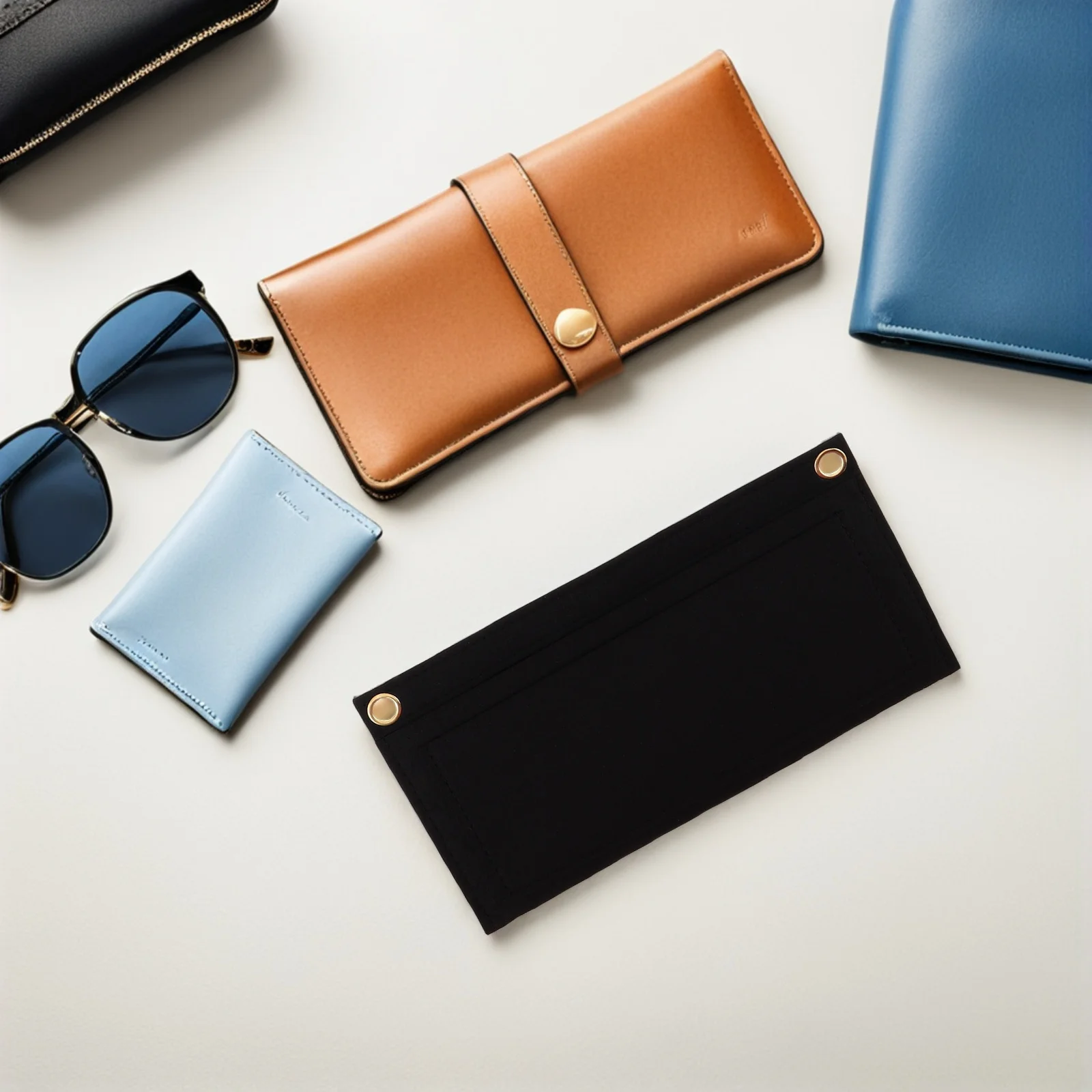 

5pcs Felt Wallet Organizer Insert Purse Liner With Compartments For Handbags Clutches Crossbody Bags Travel Wallet Organizer