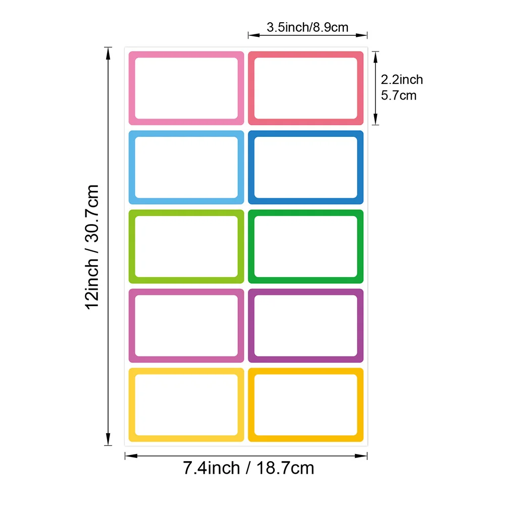 10 枚の小さな名前ステッカー カラーボーダー ブランクラベルステッカー ロッカーギフトタグ付け オフィス ホームスクール分類用