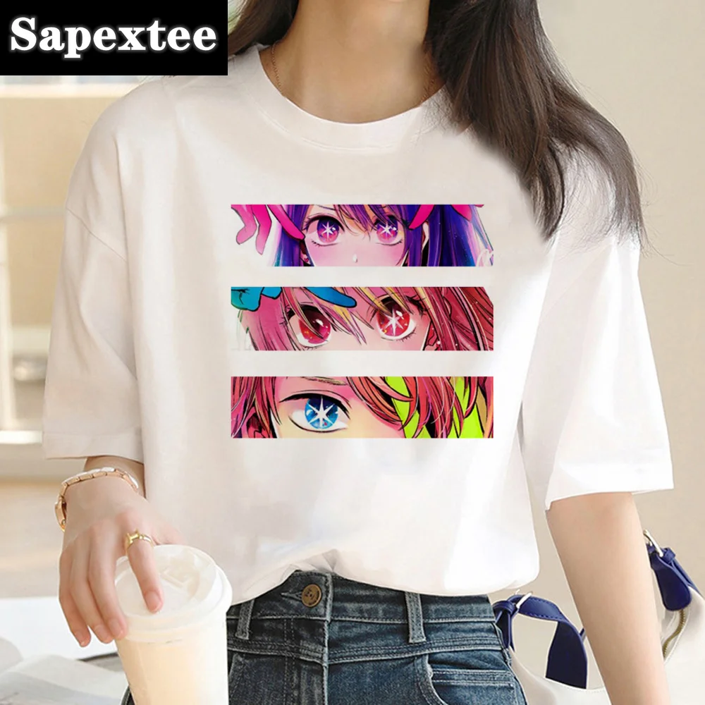 Camiseta con estampado de Oshi No Ko para mujer, camiseta de manga corta de Anime cómico Harajuku, ropa de calle de Manga de Anime para mujer, Tops Y2k