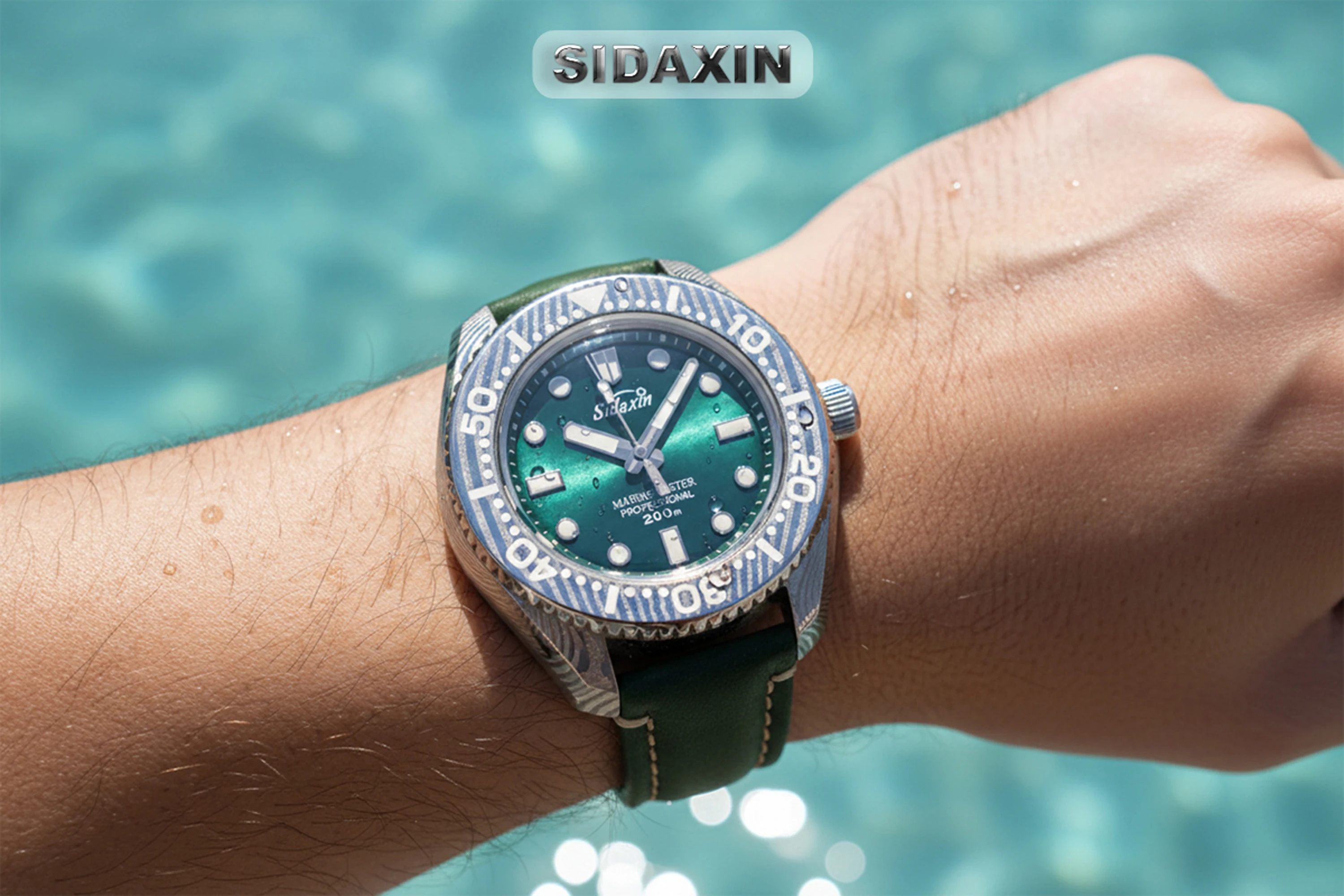 SIDAXIN Customization  Automatic mechanical Damascus watch with sapphire Crystal MOP/Meteorite dial - view 5