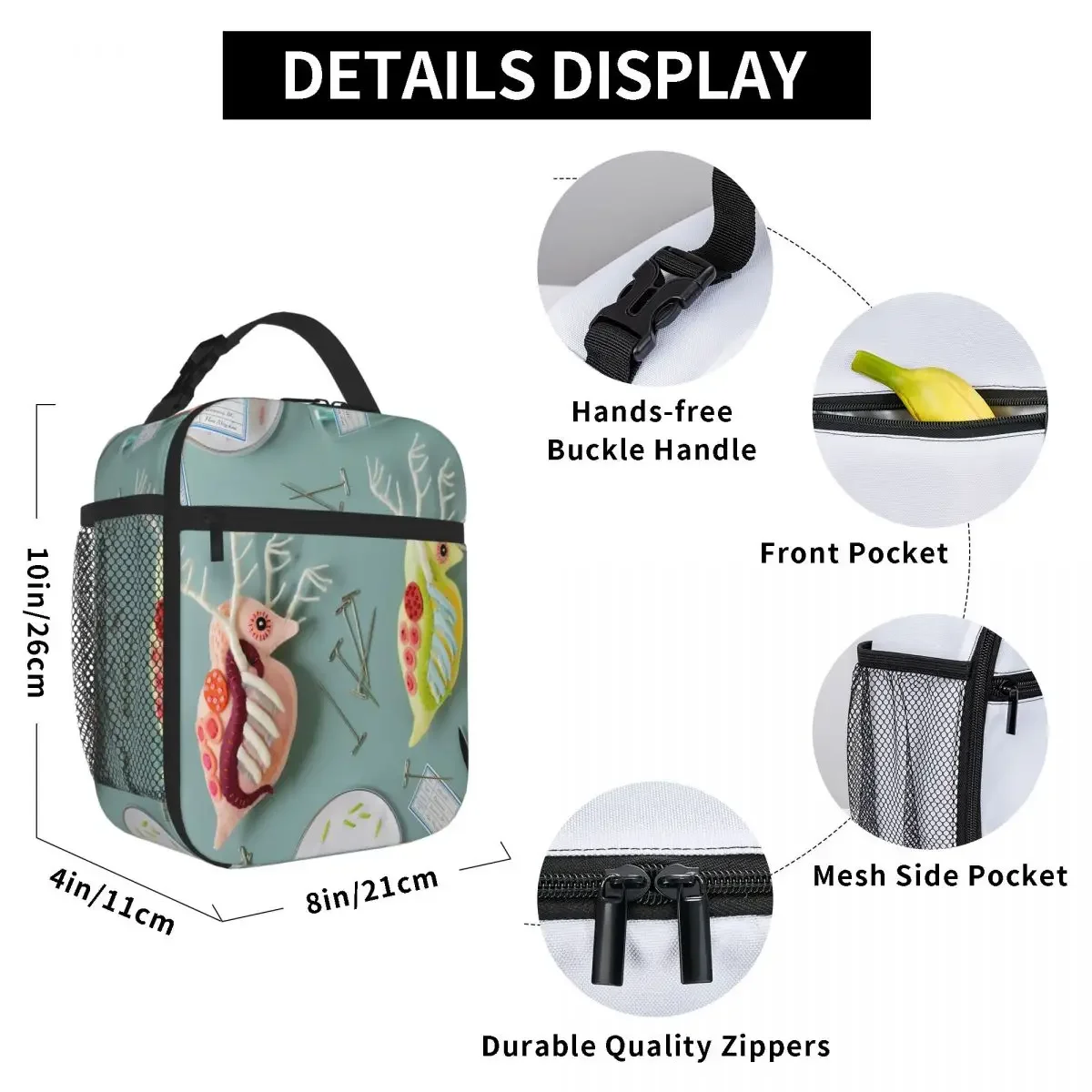 Bestselling Giant Daphnia Laboratory Plaid Nylon Lunch Bag Office Break Sports Lunch Bag